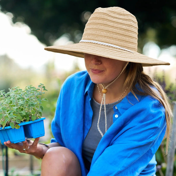 360FIVE Chapeau de tous les jours – Chapeau de soleil à large bord en paille de jardinage Aloe Fedora
