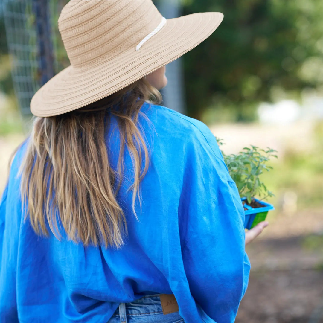 360FIVE Chapeau de tous les jours – Chapeau de soleil à large bord en paille de jardinage Aloe Fedora