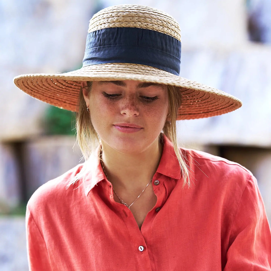 360FIVE Everyday Hat - Dahlia Gardening Chapeau de soleil en paille à large bord pour femme