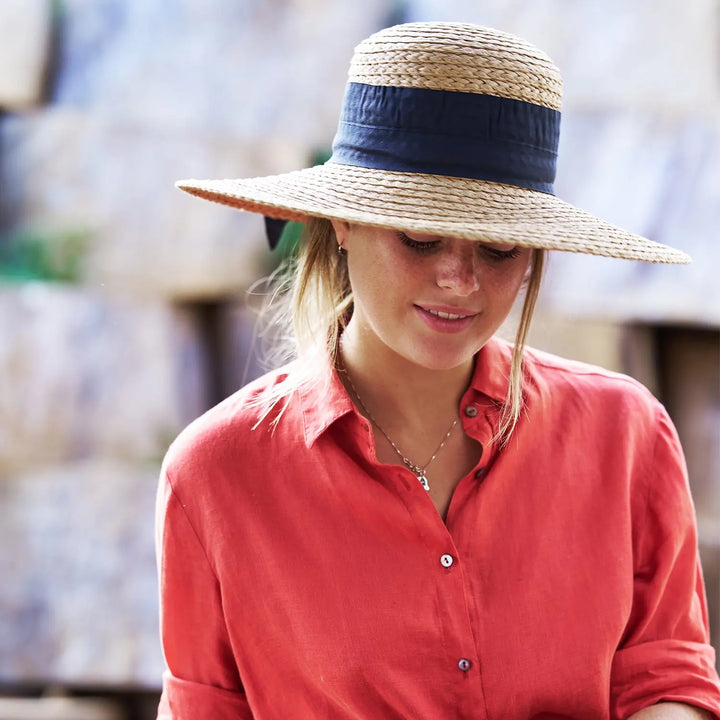 360FIVE Everyday Hat - Dahlia Gardening Chapeau de soleil en paille à large bord pour femme
