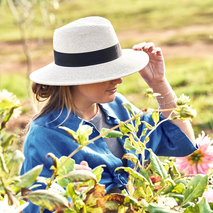 360FIVE Everyday Hat - Chapeau de soleil Yucca Fedora ivoire pour le jardinage