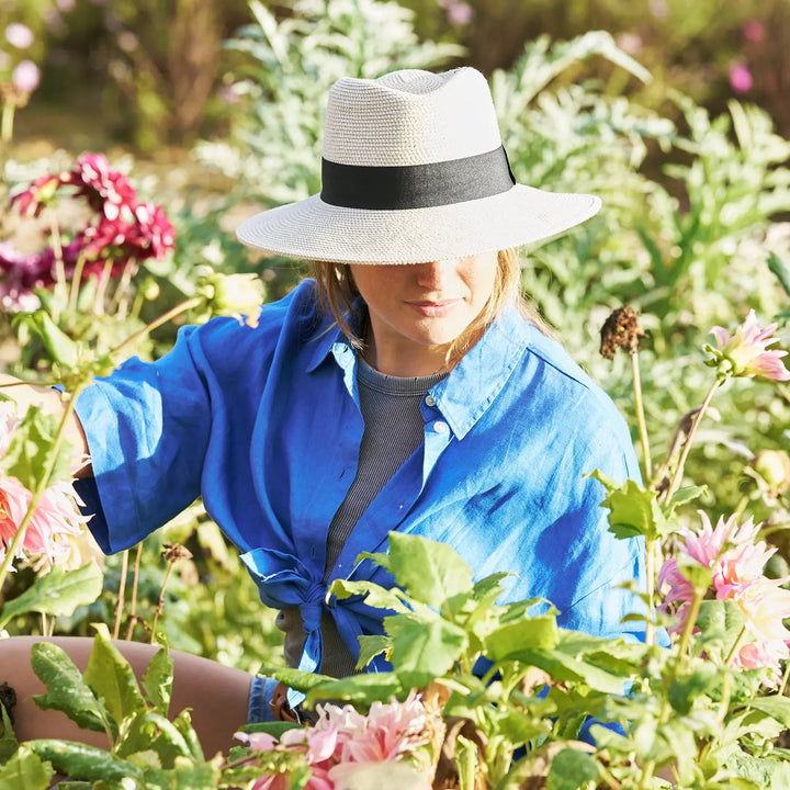 360FIVE Everyday Hat - Chapeau de soleil Yucca Fedora ivoire pour le jardinage