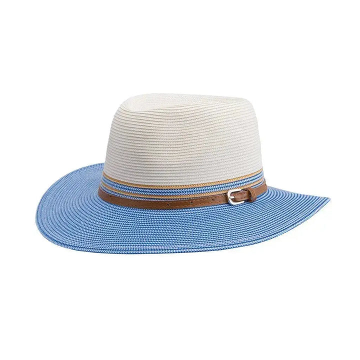 Bella M-L : 58 Cm / Chapeau de Soleil Ivoire/bleu