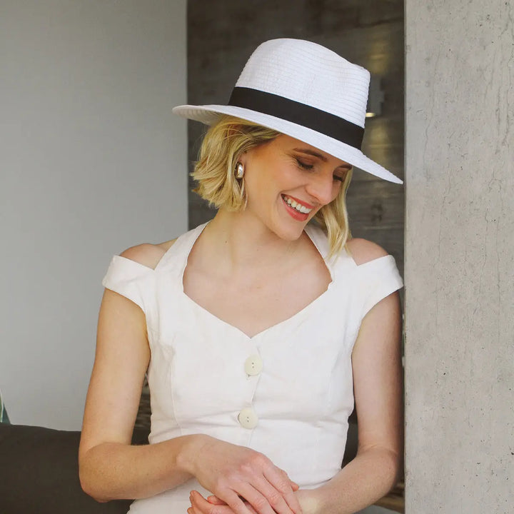 House of Ord Safari Fedora Blanc/Noir